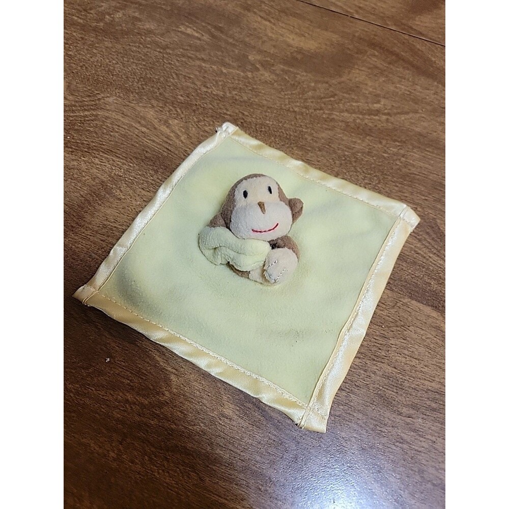 Little Brown Books Satin Edge Yellow Security Blanket lovey Monkey Mini HTF